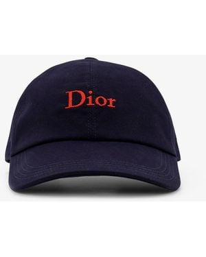 Dior Dior Cotton Hat With Embroidered Logo On The Front - Blue