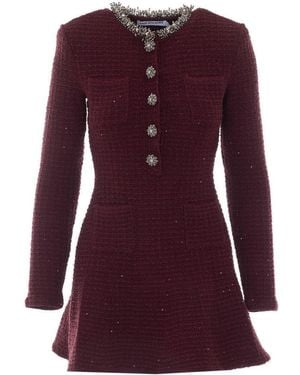 Self-Portrait Self Portrait Knit Embellished Mini Dress - Purple