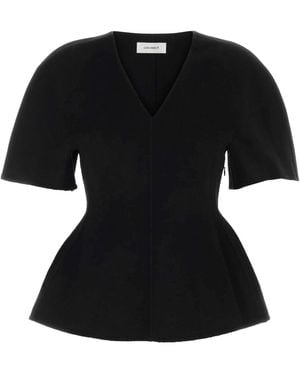 Lisa Yang Double-Layer V-Neck Top - Black