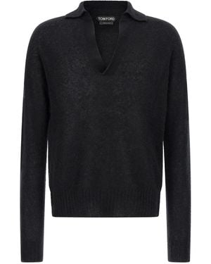 Tom Ford Cashmere And Silk Polo Shirt - Black