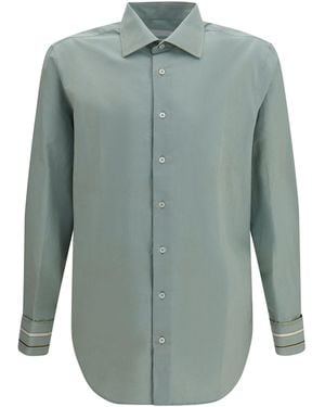 Prada Cotton Shirt With Worn-In Effect Agave - Blue