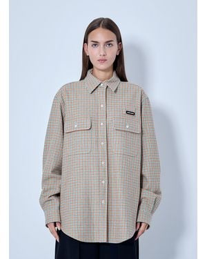Miu Miu Checked Cotton Shirt - Gray