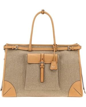 Prada Cappuccino Canvas Bonnie Shopping Bag - Natural