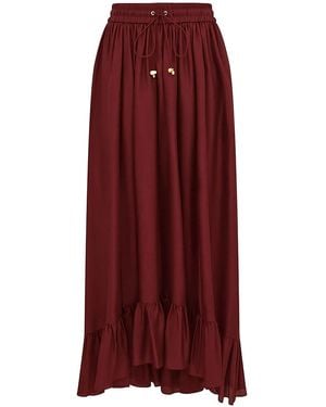Zimmermann Aster Silk Maxi Skirt - Red
