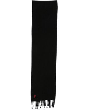 Ami Paris Ami De Coeur Wool Scarf - Black