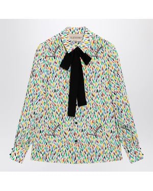 Valentino Multicolored Silk Blouse With Lavallière - Green