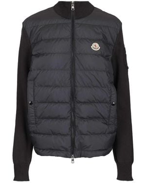 Moncler Cotton Padded Cardigan With Zip - Black