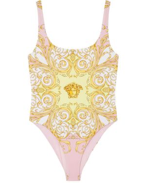 Versace Barocco Print Swimsuit - Yellow