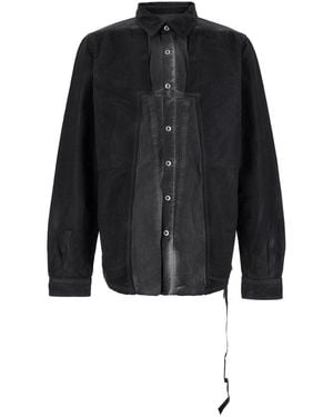 Rick Owens 'Splintered' Shirt With Classic Collar And Faded Effect - Black