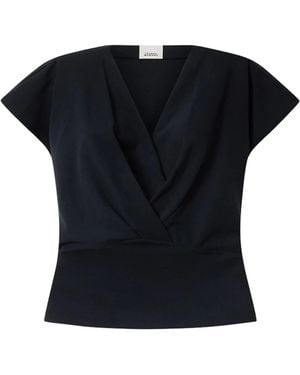 Isabel Marant Nadrine Draped Cotton Jersey T-Shirt - Black