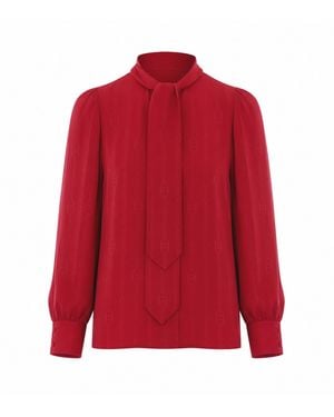 Gucci Interlocking G Chain Silk Jacquard Shirt - Red