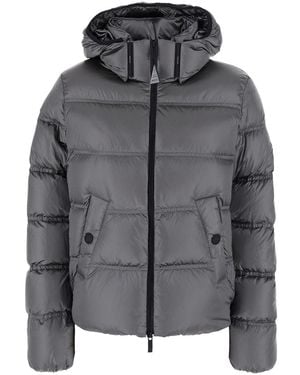Moncler 'Sensation' Down Jacket With Hood And Logo Patch On The Sleeve - Gray