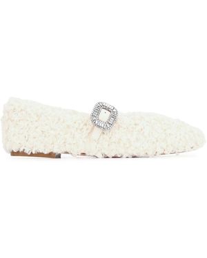 Roger Vivier Pilgrim Strass Fur Babies 10 Pump Shoes - White