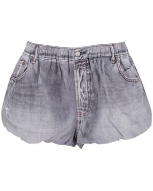 Acne Studios Shorts With Elastic Waist And Logo Patch On The Rear - Gray