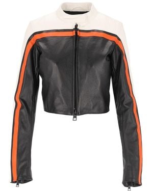 Balenciaga Fitted Leather Biker Jacket - Gray