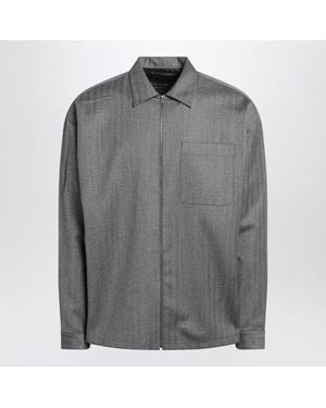 Prada Wool Overshirt With Zip - Gray