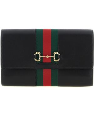 Gucci Horsebit Web' Wallet On Chain - Black