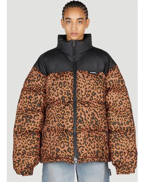 Vetements Leopard Print Puffer Jacket - Brown