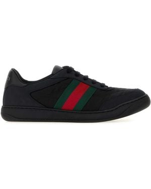 Gucci Leather And Fabric Screener Sneakers - Black