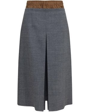 Prada Midi Skirt With Topstitching - Gray