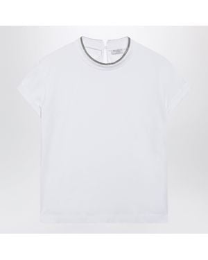 Brunello Cucinelli Crew-Neck T-Shirt With Pendant - White