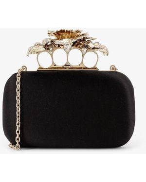 McQueen Carnation Clutch Satin Clutch - Black
