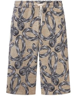 Loewe X Paula's Ibiza Terry Shorts With All-Over Anagram - Gray