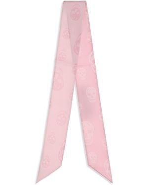 McQueen Skull Ribbon Scarf - Pink