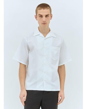 Prada Striped Short-Sleeve Shirt - White
