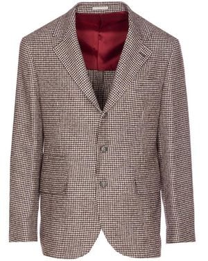 Brunello Cucinelli Deconstructed Houndstooth Jacket - Brown