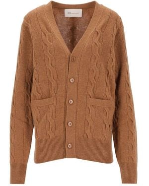Ami Paris Ami Camel Wool Cardigan - Brown