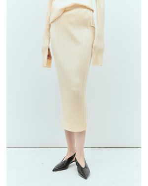Jil Sander Rib Knit Midi Skirt - White
