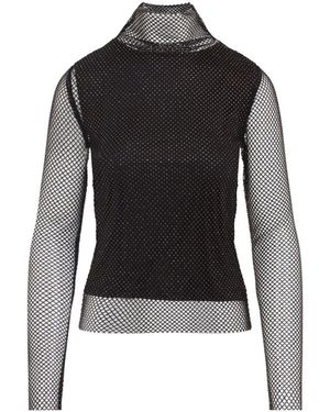 Sportmax Gerarda Crystal Top With Stand-Up Collar - Black