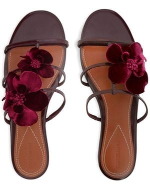 Zimmermann Orchid Leather Flat Sandals - Red