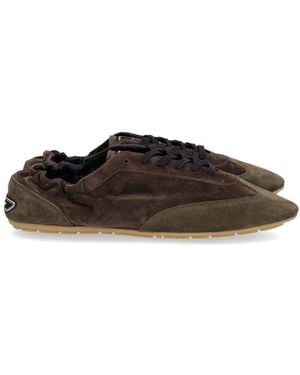 Saint Laurent Lewis Suede Sneaker - Brown