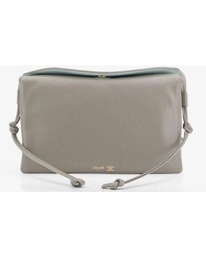 Celine Trio Leather Crossbody Bag - Gray
