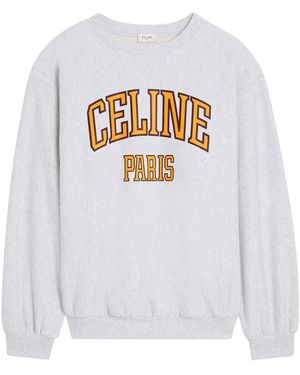 Celine Wide Cotton Fleece Sweatshirt - White