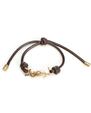 Saint Laurent Cassandre Leather Bracelet - Brown