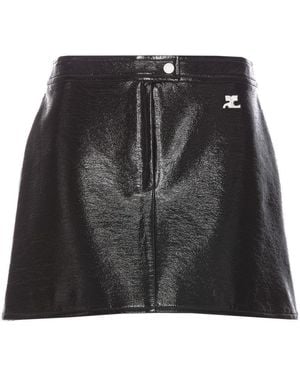 Courreges Reedition Vinyl Mini Skirt - Black