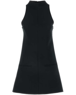 Courreges Short Twill Dress With A Mock Turtleneck - Black