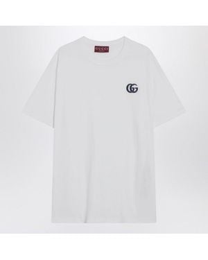 Gucci T-Shirt With Gg Embroidery - White