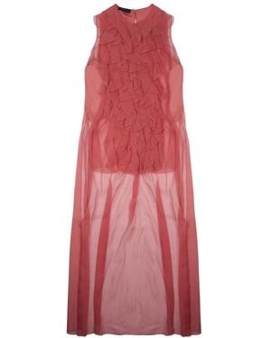 Alberta Ferretti Embellished Round Neck Top - Red