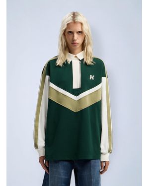 Palm Angels Monogram Colorblock Polo Shirt Dark - Green