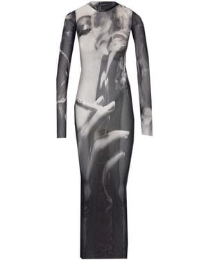Jean Paul Gaultier The Smoking Print Long Dress - Black