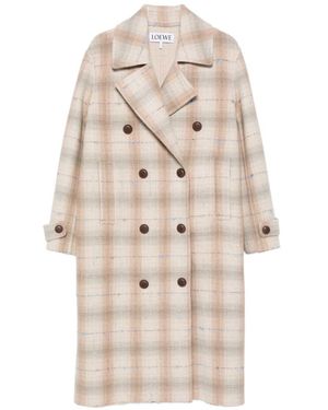 Loewe Wool And Cashmere Double-Breasted Coat - Natural