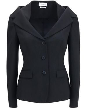 McQueen Jacket Off-Shoulder Merino Wool - Black
