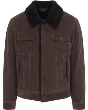 Tom Ford 900 Wale Cord Sherling Collar Trucker - Brown