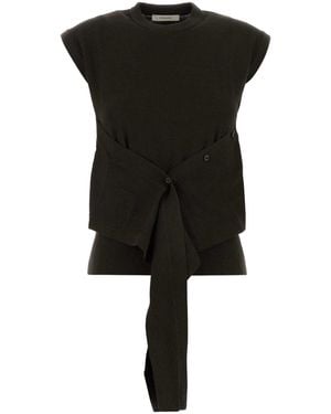 Lemaire Dark Wool And Acrylic Vest - Black