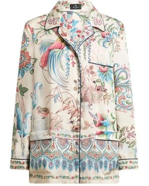 Etro Printed Bowling Neck Shirt - White