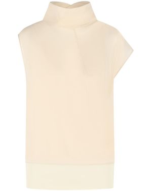 Sportmax 'Grado' Two Piece 'Ecru' Cotton Voile Blouse - Natural